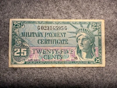 1961-64 U.S. 25 Cents Military Payment Certificate PM45 Banknote SPC316 - Image 1 of 2