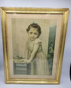 VINTAGE "YVONNE" di W. BOVGVEREAV 1896 ragazza incorniciata con ciliegie prima stampa  - Foto 1 di 3