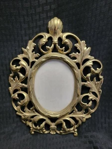 Vintage Florentine VIRGINIA METALCRAFTERS Ornate Solid Brass Photo Frame 12-2 - Picture 1 of 3
