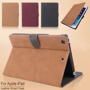 For iPad 10.2 9th 8th Air 10.9 6th 9.7 Mini Leather Case Smart Flip Cover Stand - Picture 1 of 20