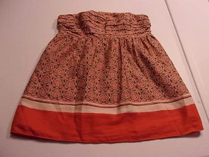 Banana Republic Womens sz 2 Floral Silk/Cotton blend Strapless Top -Brown/Orange - Bild 1 von 3