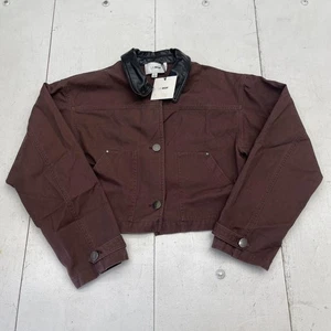 Le Bop Harriet Cropped Jacket Womens Small Chocolate Brown Cotton Faux Leather - Picture 1 of 8