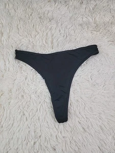 Vintage Y2K Victoria's Secret Nylon Thong Panties Size Medium Black Stretchy P - Picture 1 of 7