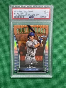2024 Topps Chrome #YQ14- Evan Carter Youthquake Orange Refractor RC #/25 PSA 9 - Picture 1 of 2