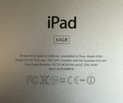 Apple iPad 2 64GB A1395 funciona, tiene daños en pantalla Foto 1 de 4