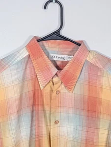 St. Croix Herren XL Hemd mit Knopfleiste orange kariert Made in Italy Baumwolle mehrfarbig - Bild 1 von 4