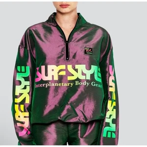 Surf Style Interplanetary Body Gear Quarter Zip Pullover Jacket 90s Retro - Picture 1 of 9