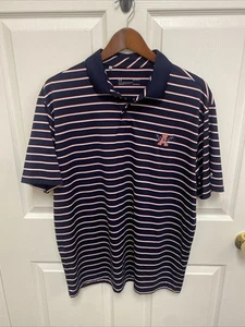 Men's Under Armour Auburn Tigers Navy Blue Striped Gameday Polo Golf Shirt sz L - Picture 1 of 5