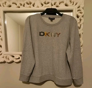 New Women Grey Sweatshirt DKNY Logo Size XL - Picture 1 of 7