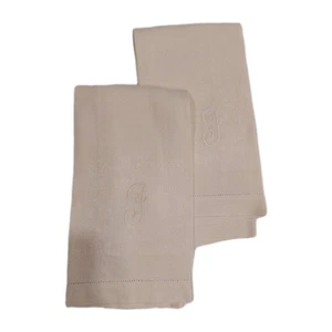 Two Monogrammed "J" Irish Linen Dinner Napkins 21x14.5 - Picture 1 of 8