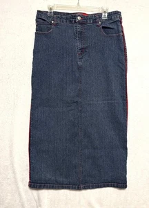 Goddess Trends Damen Maxi Denim Bleistiftrock rote Nähte Größe 14 Western - Bild 1 von 15