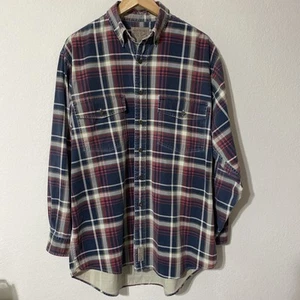 Abercrombie Vintage 90s Big Shirt rot blau kariert Twill Button Down M Relaxed Shacket - Bild 1 von 12