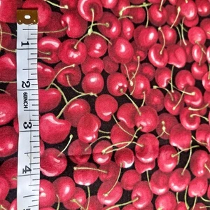 Timeless Treasures Cherries Cotton Fabric 36" x 42" Quilting Fruit Black Backgr - Picture 1 of 4