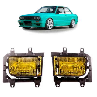 Anti-brouillard Kit Verre Transparent Jaune + H3 Poires pour BMW E30 Facelift Ab - Bild 1 von 4