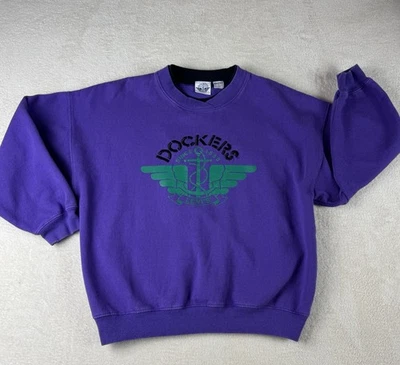 Sudadera De Colección Dockers Levis Bordada Spellout Para Mujer L Grande Púrpura De Colección Foto 1 de 4