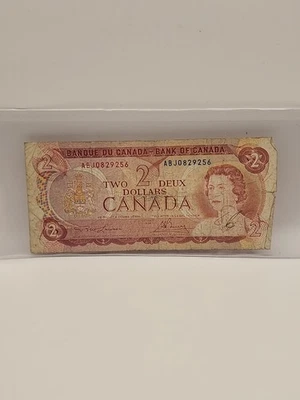 1974 Canada Banknote $2 Two Dollar Canadian Foreign Paper Currency Queen QEII - Image 1 of 2