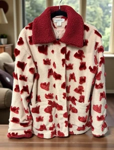 Glamouröser Mantel Damen Gr. XS Rosa Rot Kunstfell Sherpa Besatz Neu - Bild 1 von 6