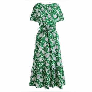 J.Crew grünes geblümtes Midikleid BY517 Größe 00 Frühling 2024 Cottagecore mit Gürtel - Bild 1 von 13