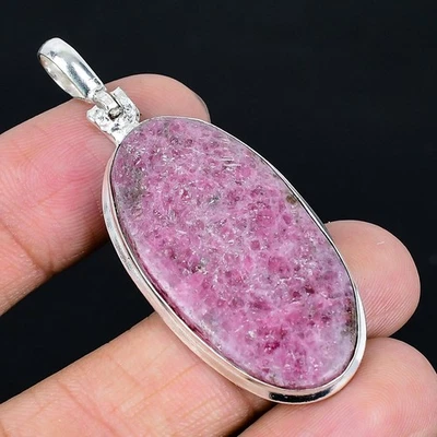 Colgante hecho a mano de rodonita enchapado en plata 925 de 2,37" Foto 1 de 3