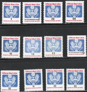 US Scott #O143-O148 & O152-O156 Twelve Official stamps, MNH - Picture 1 of 1