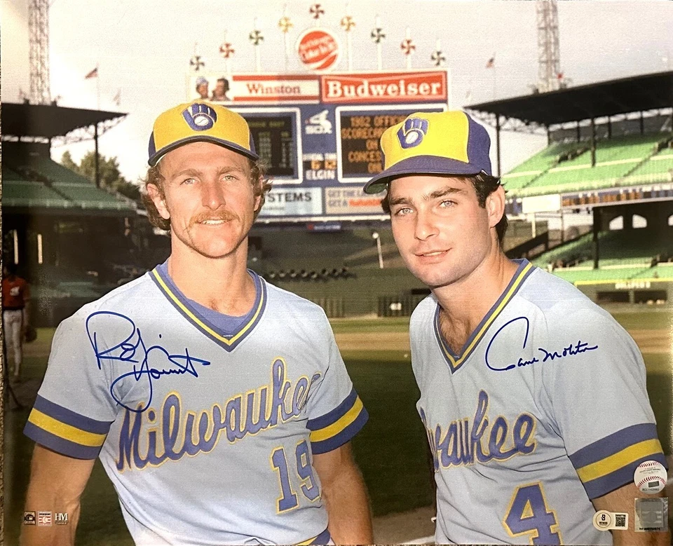 Brewers HOF'ers ROBIN YOUNT & PAUL MOLITORS Signed 16x20 Photo AUTO - BAS - Image 1 of 1