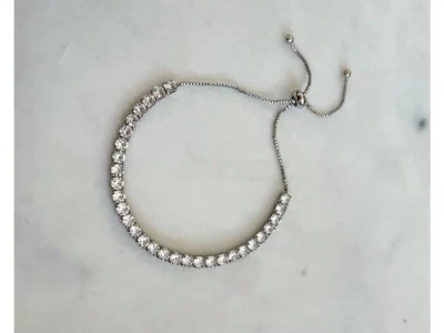 6Ct Round Cut Lab-Created Diamond Women's Bolo Bracelet 14K White Gold Plated - Image 1 of 4