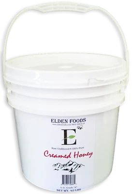 ELDEN FOODS 100% Pure Creamed Honey - Raw and Unfiltered - 46 Lbs