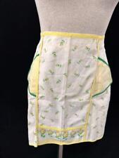 vintage half apron yellow roses handmade 2 pockets small could be childs
