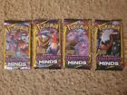 ⚡ Lot of (4) Pokemon Sun and Moon Unified Minds 3 Card Booster Packs