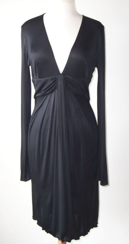 Abito VERSACE nero a tuffo taglio basso manica lunga 44 8