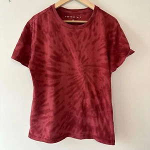 Aeropostale Hombre Camiseta Roja Tie-Dye Talla Mediana M - Imagen 1 de 3