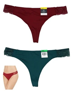 INC International Concepts Intimates Solid Color Lace Trim Thong Panty NWT - Picture 1 of 3