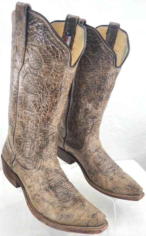 Botas occidentales para mujer Rios of Mercedes 2650 de cuero marrón cosidas EE. UU. 8 Foto 1 de 4