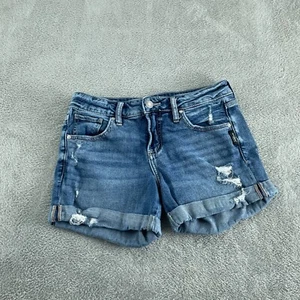 Silver Jeans Co. Womens Distressed Denim Boyfriend Shorts W25/L4.5 4813 - Picture 1 of 9