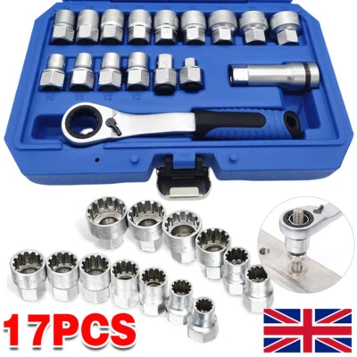 17x Socket Set Metric Hole Pass 3/8 1/2" Adaptors Ratchet Go Through 10mm - 24mm - Image 1 of 4