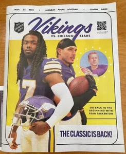 2023 MINNESOTA VIKINGS NFL GAMEDAY PROGRAM vs CHICAGO BEARS 11/27 Fran Tarkenton - Picture 1 of 4