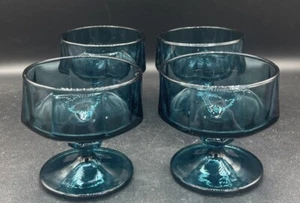 Indiana Kolonie blau Jugendstil Sherbert Gläser Standfuß Fuß 5oz Vintage 4er Set - Bild 1 von 5
