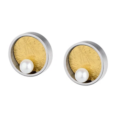 Ernstes Design Evia Ohrringe Ohrstecker E733 Süßwasser Perle 4mm Stahlschmuck - Bild 1 von 2