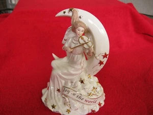 C-99 Christmas Musical Angel Sitting on a Moon Beam Plays Oh Holy Night - Picture 1 of 5
