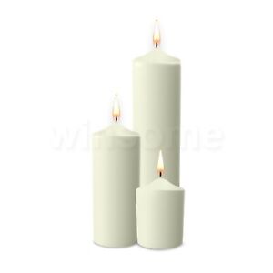 Unscented Church Pillar Candles Thick Round White Classic Candle Long Burn Time