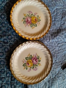 Pair Of Royal China Dessert Plates 22 K Gold Trim Quban Royal Replacements 6.5" - Picture 1 of 6