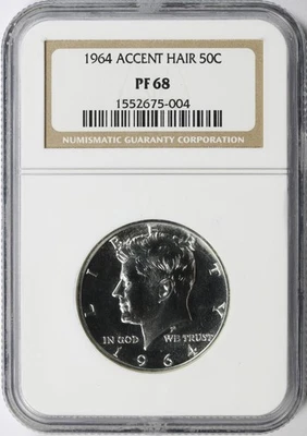 1964 50c Kennedy Silver Half Dollar NGC PF68 Accented Hair - Image 1 of 4