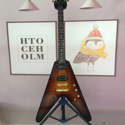 Custom  Electric Guitar Black Circle H-H Pickups Gold Hardware Fixed Bridge - Image 1 of 4