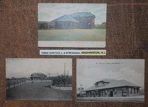 THREE: 1910/12 D. L. & W RR Station, WASHINGTON, N.J. POSTCARD lot LITHO GERMANY - Picture 1 of 5