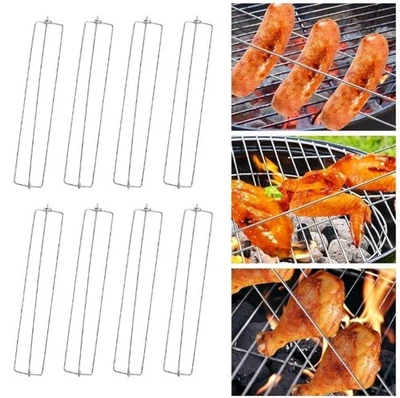 PACIFISI Chicken Wing BBQ Fork - 8 Packs Chicken Wing Rails for Grill Stainless...