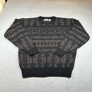 Vintage Method Sweater Mens XL Black Red Geometric Grandpa Grunge Acrylic Wool - Picture 1 of 6