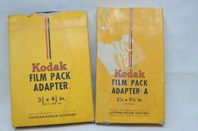 Adaptador paquete de película Kodak 3,25x4,25 y 2,25 x 3,25 pulgadas caja original vintage Foto 1 de 4