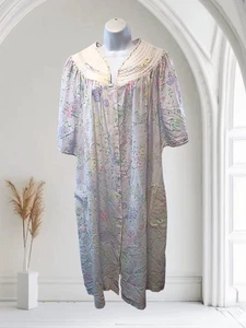 Vtg Simply Basic Sz 3X Snap Up House Dress, Multicolor Floral, Pockets. NS-1 - Picture 1 of 10