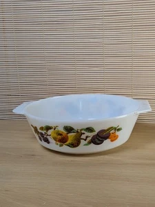 Plato Pyrex Vintage Leche Vidrio Horno Fruta Patrón Blanco Grande 25cm - Imagen 1 de 9