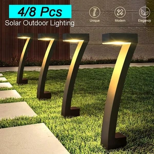 4/8Pcs Modern 7-Shaped Solar Pathway Lights Outdoor Garden Yard Waterproof - Picture 1 of 6